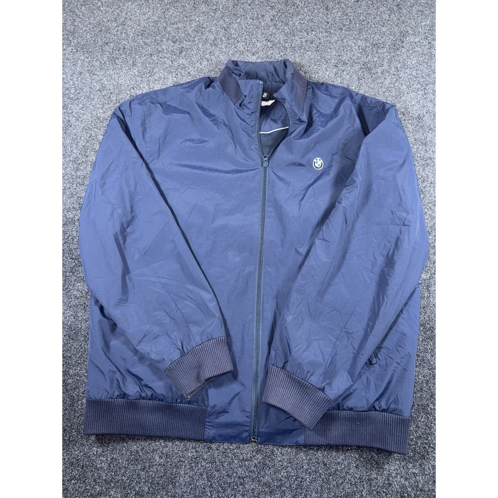 BMW Windbreaker Jacket Navy Blue Full Zip XL Logo Embroidered